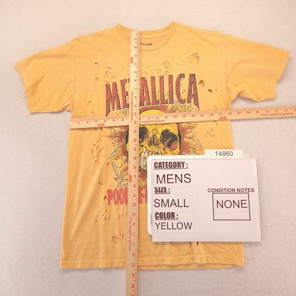 Metallica Band Crew Neck Graphic Short Sleeve T Shirt Mens Size Small S Yellow - Picture 5 of 9